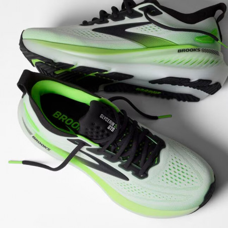Brooks Glycerin GTS 23, White/Phantom/Green Gecko, Löparsko Herr