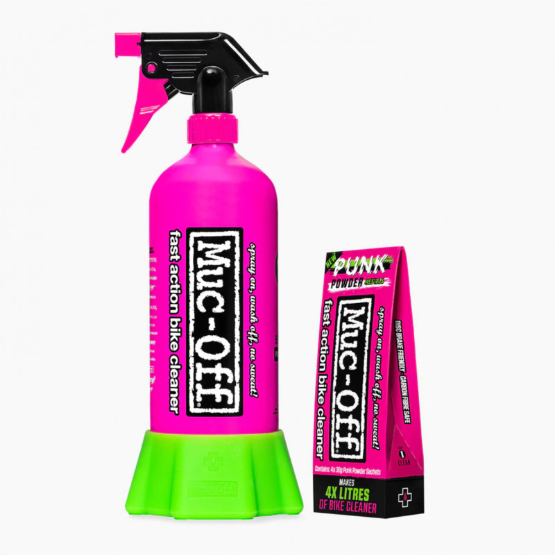 Muc-Off Wash Bottle For Life Bundle inkl 4-Pack Punk Powder, Sprayflaska inkl Rengöringsmedel