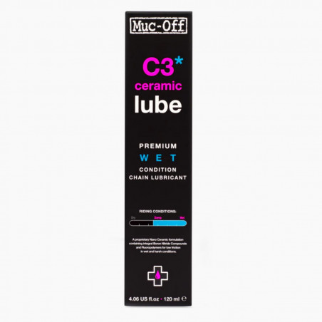 Muc-Off C3 Wet Weather Ceramic Lube Premium 120 ml, kedjeolja