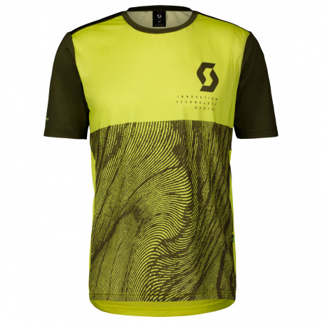 Scott Shirt Mens Trail Vertic Short Sleeve, Bitter Yellomed/Fir Green, Cykeltröja