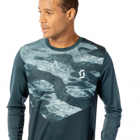 Scott Trail Flow Long-Sleeve Men´s Shirt, Aruba Green/Mineral Green, Cykeltröja