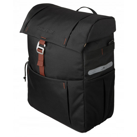 Gazelle cykelväska, svart/brun, 18,5 liter
