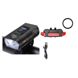 Cito cykellampset LED, 1000 Lumen fram/30 lumen bak
